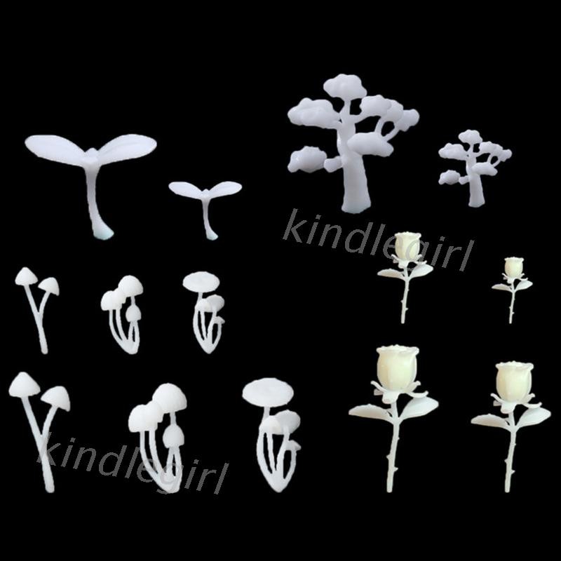 Silicone Mini Mushroom Tree Model Resin Mold Rose Deer Landspace Fillings Crafts