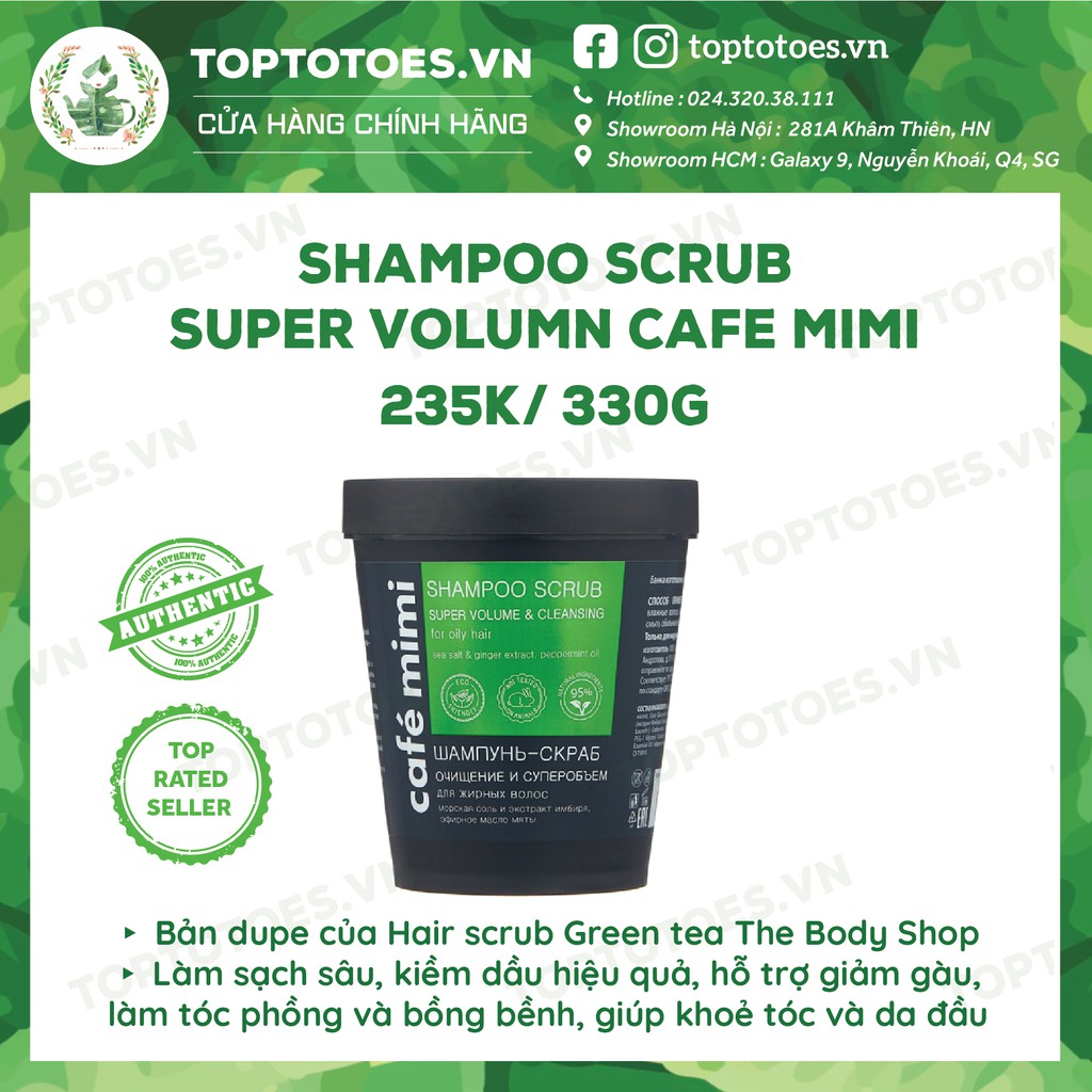 Tẩy da chết da đầu Cafe Mimi Super Volume Shampoo Scrub làm sạch sâu cho tóc tơi & bồng bềnh, giảm gàu ngứa, kiềm dầu