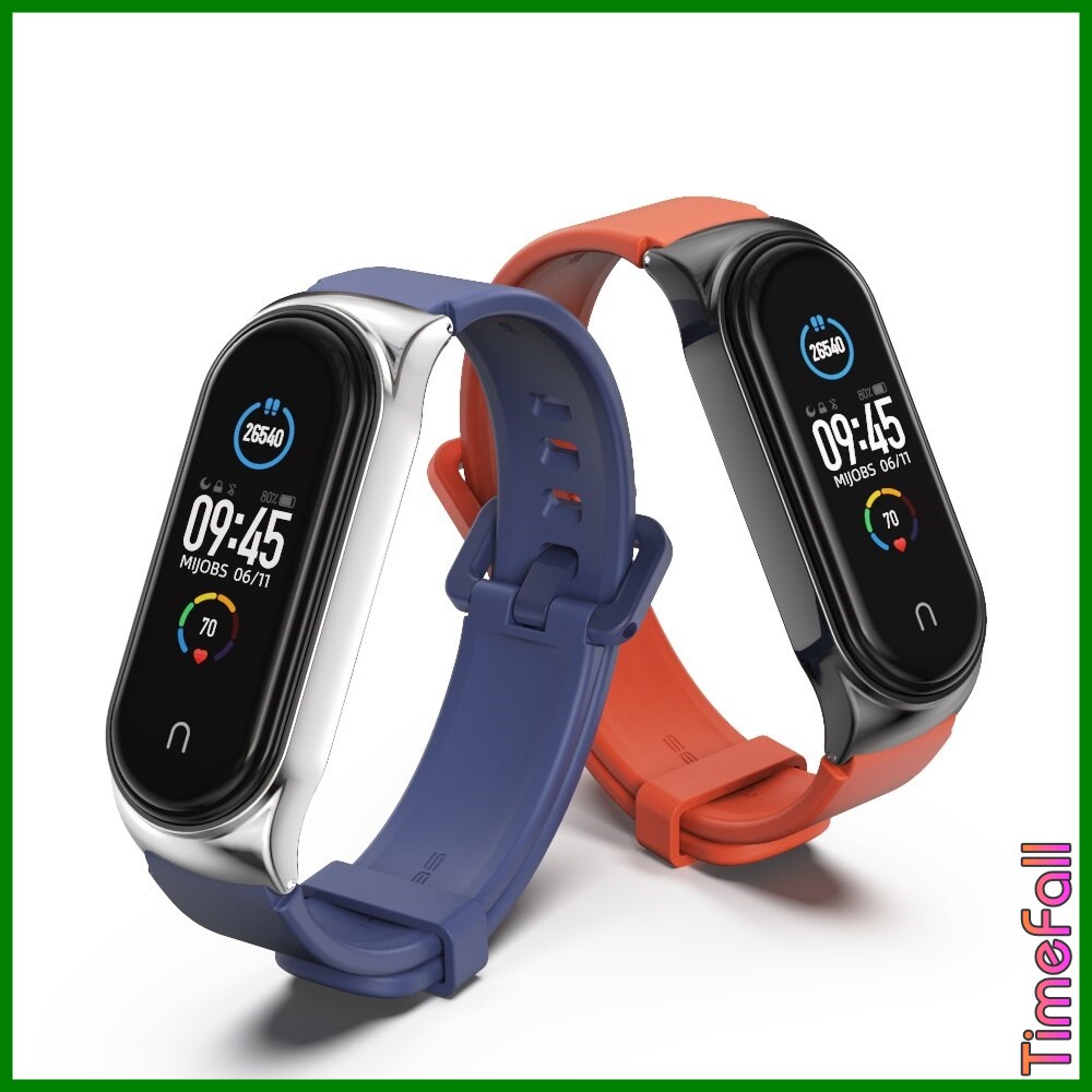 Dây đeo silicon mặt kim loại CS Miband 4, miband 3 chính hãng MIJOBS, dây đeo thay thế Mi Band 4, Mi band 3 MIJOBS