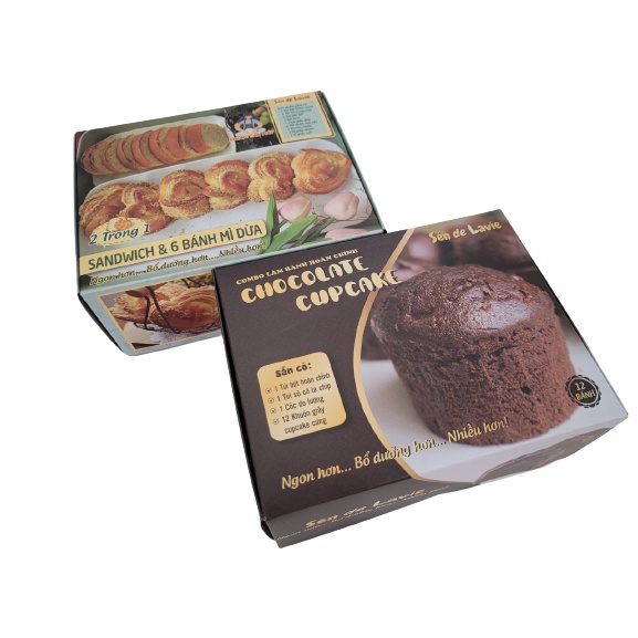 Bộ 2 combo bột trộn làm bánh Chocolate Cupcake và Bánh mì sandwich + 6 bánh mì nhân dừa - Sén de Lavie