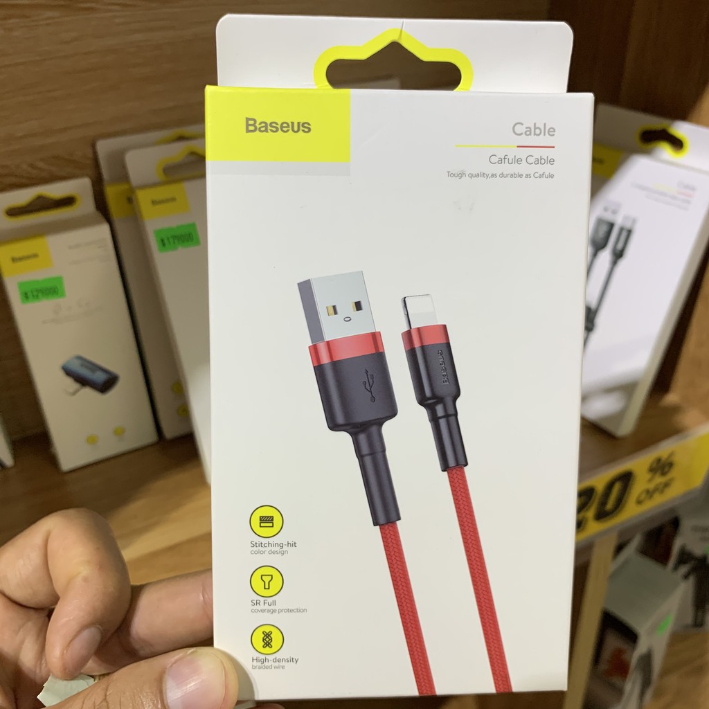 [BH 12 THÁNG]Cáp dù sạc nhanh IP/tablet táo (Baseus Cafule 2.4A ,Sạc nhanh,Siêu bền)
