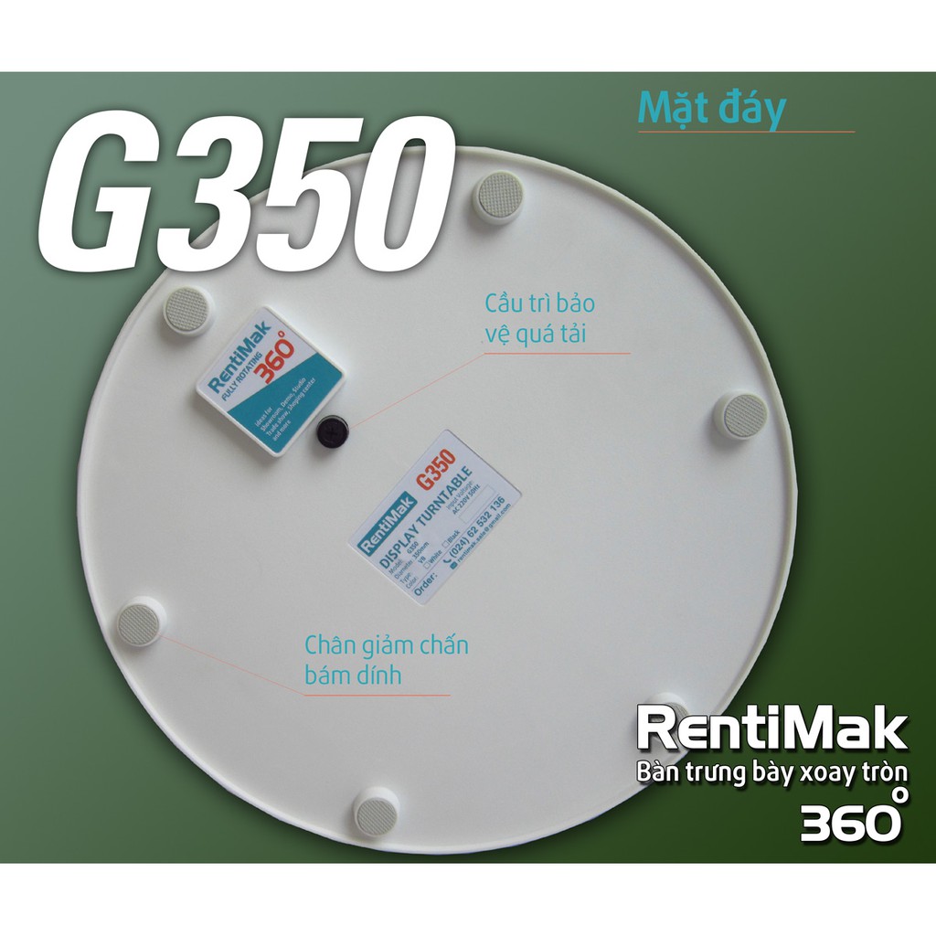 RentiMak G350 Đế trưng bày quay tròn 360 độ, Đế xoay trưng bày, Bàn chụp ảnh sản phẩm, Đế chụp ảnh