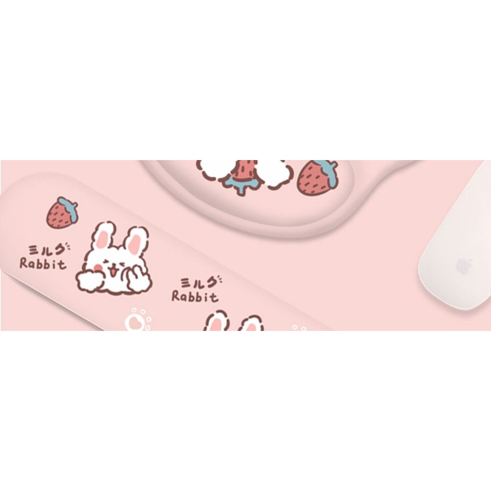 Tấm Lót Chuột Máy Tính Bằng Silicon Hình Thỏ Và Dâu Tây Dễ Thương