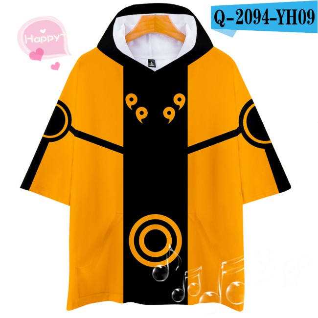 Áo Hoodie Unisex Tay Ngắn In Hình Naruto 3d Thời Trang