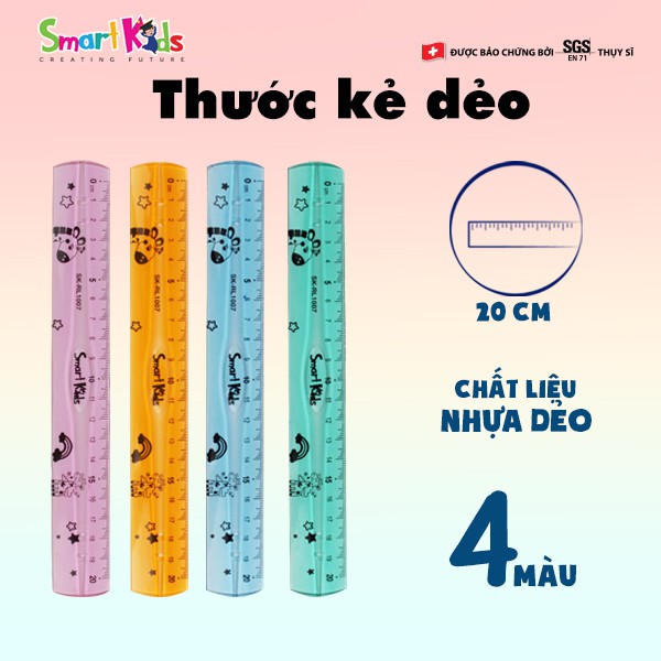 Thước dẻo Smartkids SK-RL1007, Dành cho học sinh cấp 1, cấp 2, cấp 3. Nhựa dẻo bền, màu sắc bắt mắt