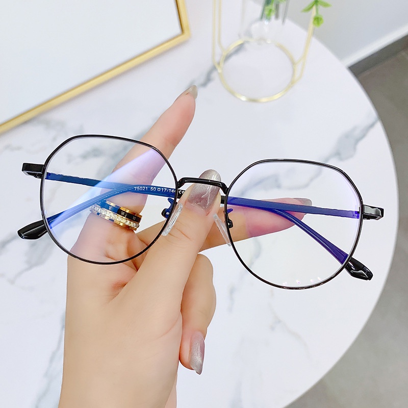 Kính Mát Nữ Gọng Tròn Kim Loại Chống Tia Sáng Xanh