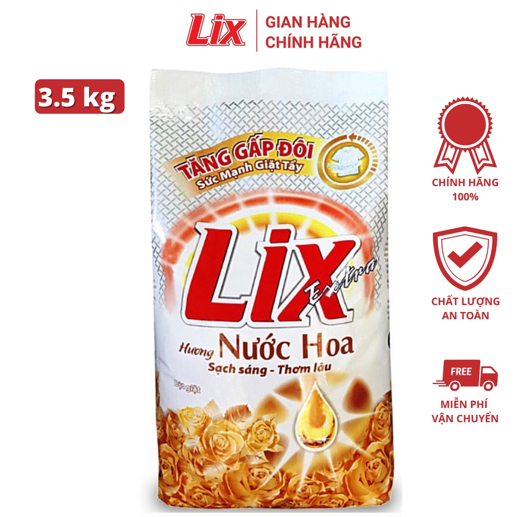 Bột giặt Lix Extra hương nước hoa 5.5kg EH554 tăng gấp đôi sức mạnh giặt tẩy quần áo sạch thơm lâu cho giặt tay, máy