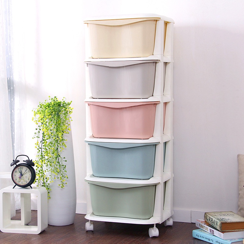 Kệ Để Đồ Đa Năng  Ngũ Sắc 5 Tầng, Tủ Nhựa 5 Tầng Có Ngăn Kéo Và  Bánh Xe Di Chuyển