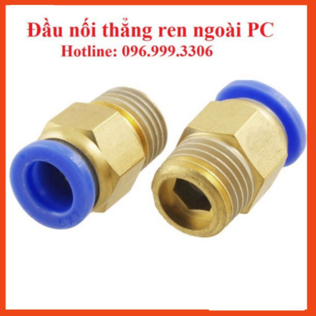 Đầu nối PC thẳng ren ngoài khí nén, phun sương đầy đủ kích thước ống và ren hàng xịn giá sỉ, Nối ren nhựa