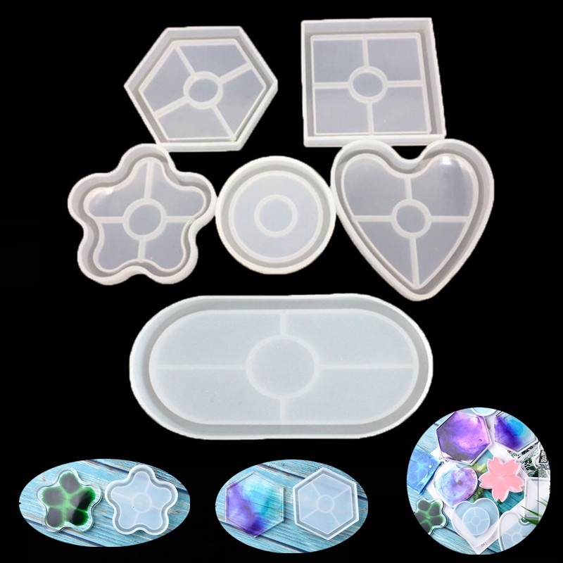 Khuôn silicon làm bánh nhiều hình dạng đổ nhựa resin epoxy làm tấm lót cốc thủ công DIY