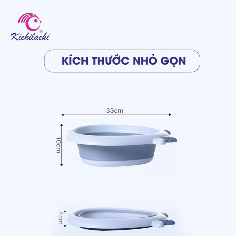 Chậu rửa mặt cho bé, chậu rửa mặt gấp gọn cao cấp Kichilachi, chống trơn trượt cho bé