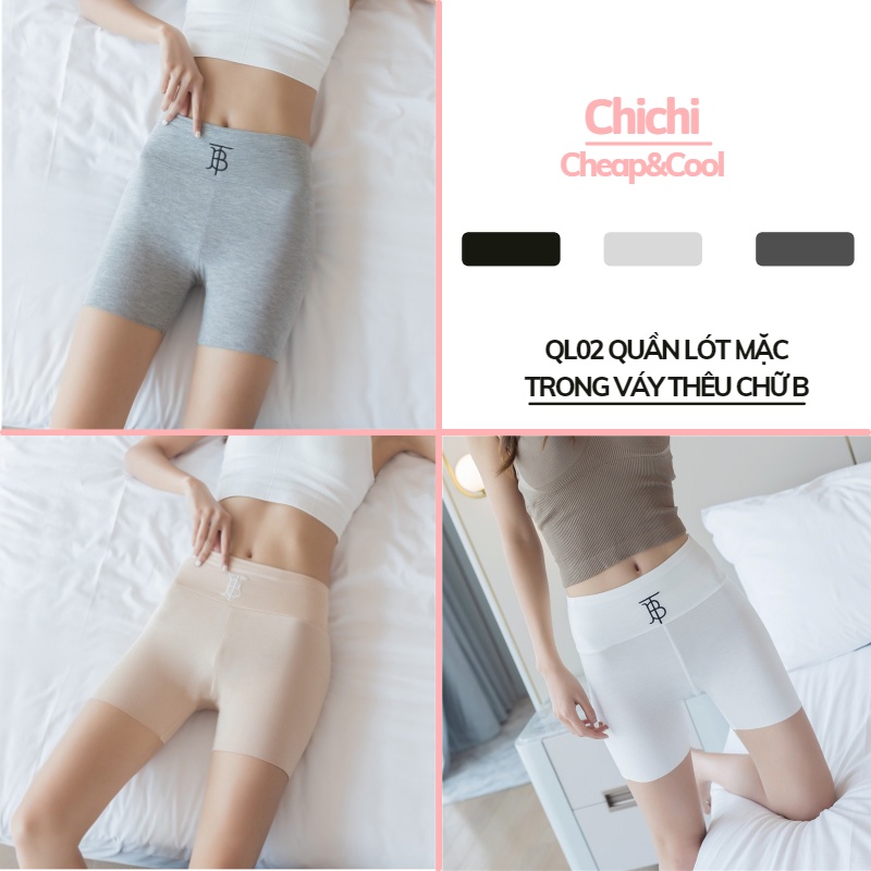 Quần legging lửng nữ cạp cao nâng mông quần lót cotton mặc trong váy gen bụng ChiChi QL02