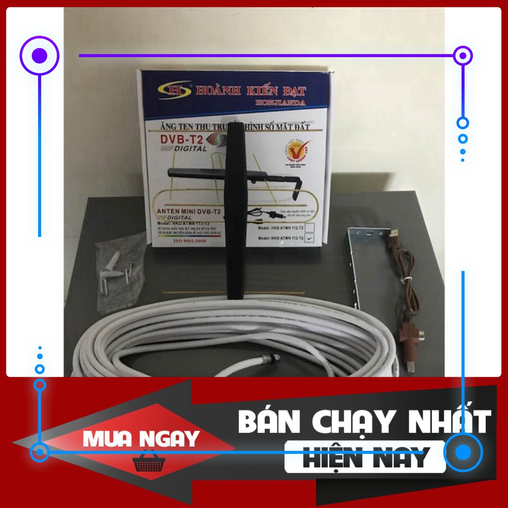 Anten kỹ thuật số DVB T2 có mạch khuếch đại Tặng kèm dây cấp nguồn và 15m dây cáp đồng trục - Hàng chất lượng