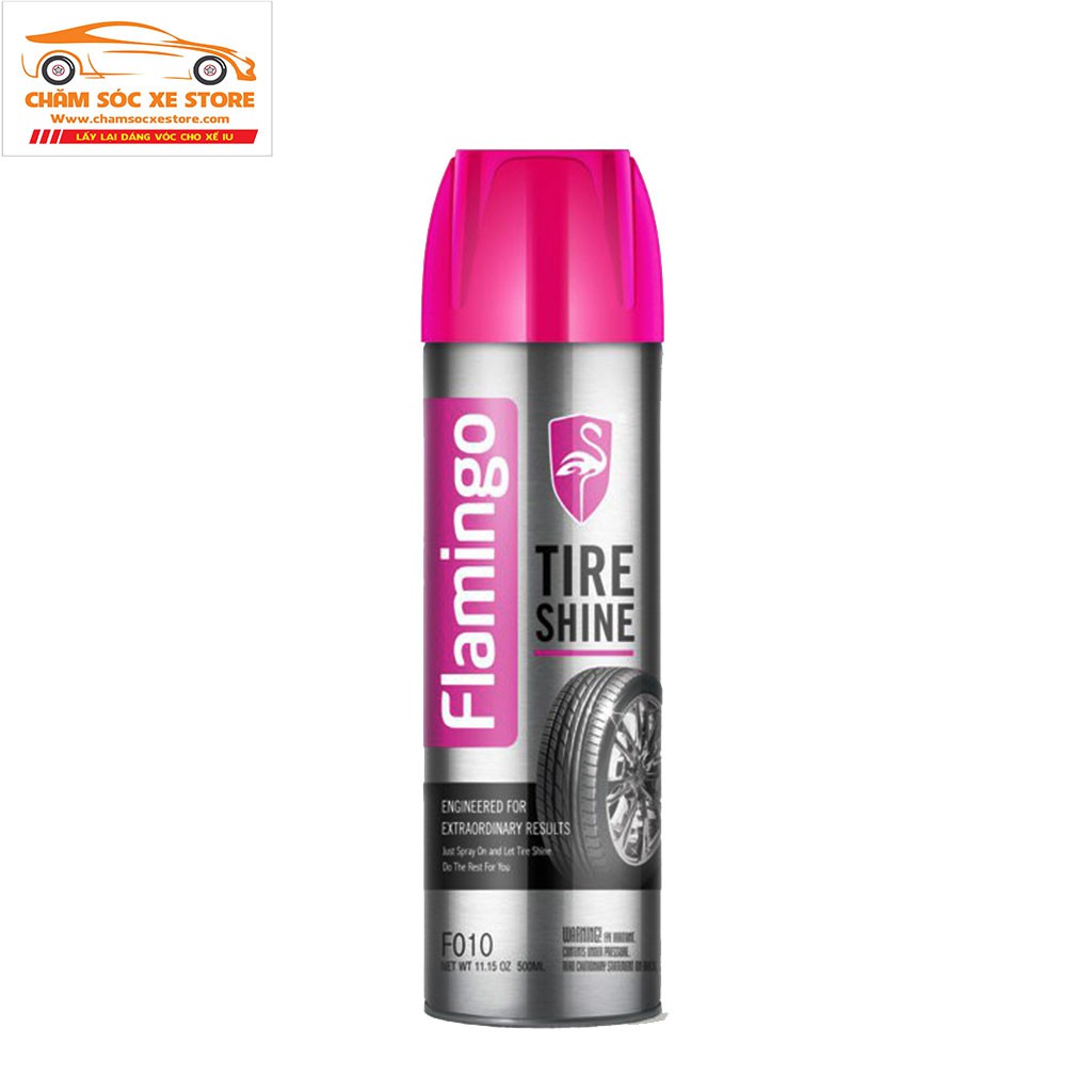 Chai xịt làm đen,bóng lốp xe chuyên dụng Flamingo Tire shine (F010) 500ml chamsocxestore