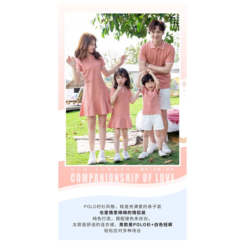 Áo Thun polo Màu Hồng Thời Trang Mùa Hè Dành Cho Mẹ Và Bé