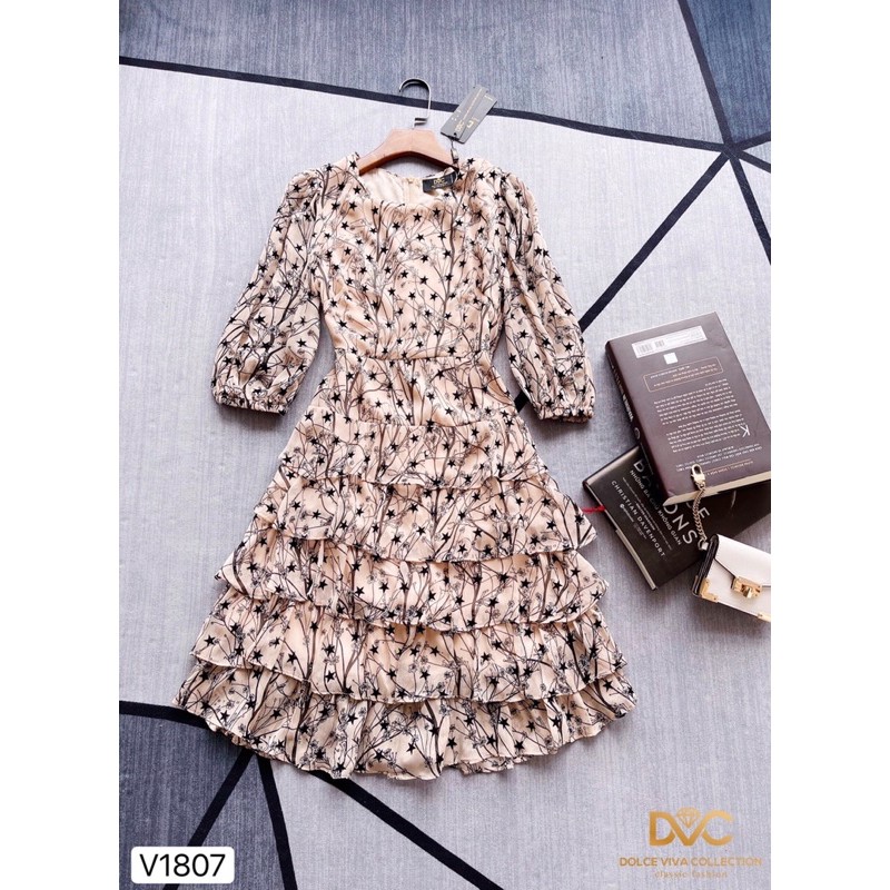 Váy xòe họa tiết hoa nhí V1807 - Đẹp Shop DVC (Kèm ảnh thật trải sàn do shop tự chụp) | BigBuy360 - bigbuy360.vn