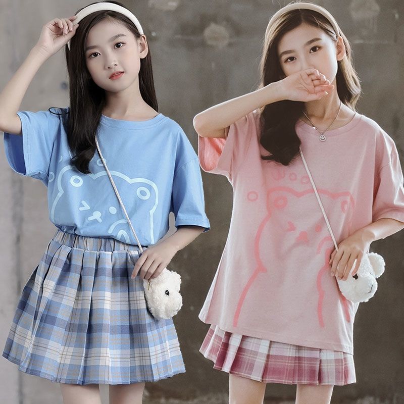 Bộ đồ bé gái lớn jk Bộ đồ đồng phục trẻ em jk Váy ca rô Quần áo nữ trẻ em lớn