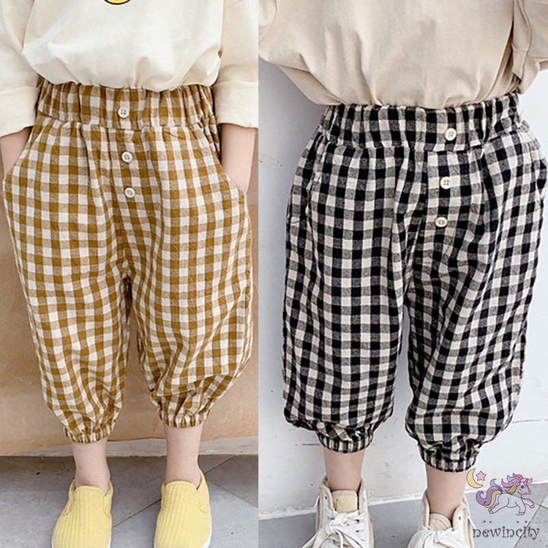 Quần dài họa tiết caro phong cách Hàn Quốc cho bé gái