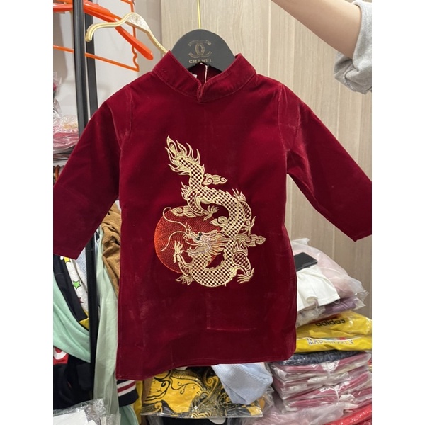 Áo Dài Nhung Thêu cao cấp cho bé trai 9-18kg
