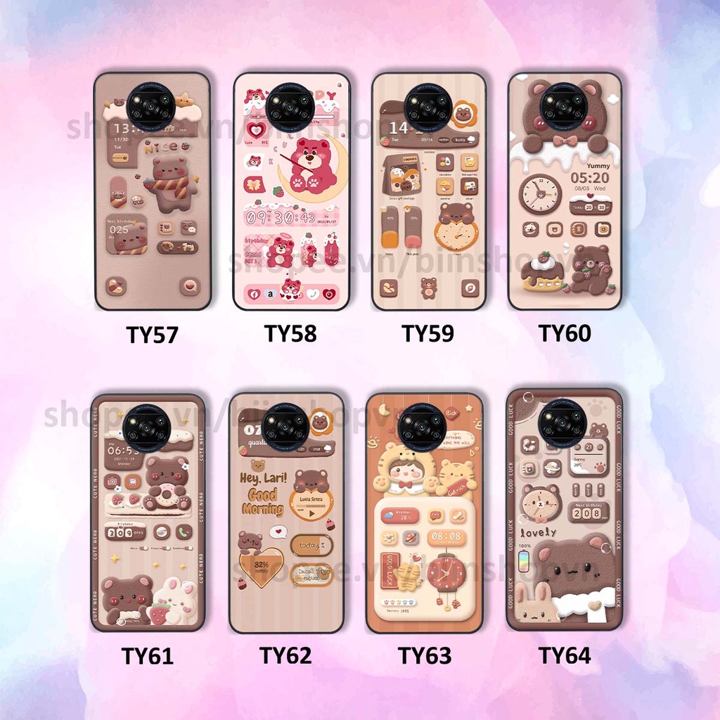 Ốp Xiaomi Poco X3 / Poco X3 Pro in 3D icon gấu nổi siêu xinh, siêu đáng yêu, cá tính phong cách