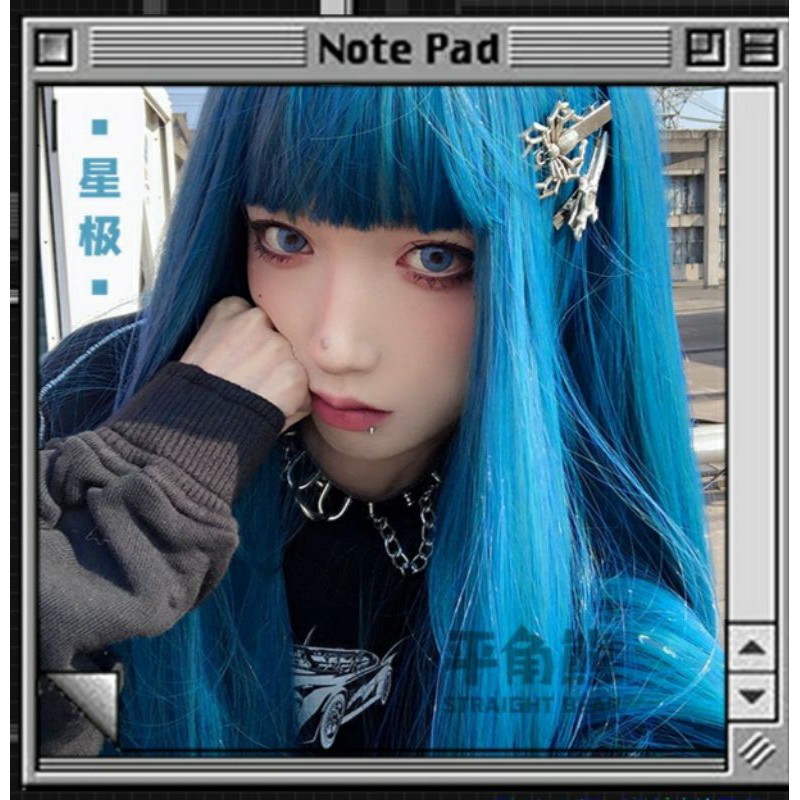 Wig/Tóc giả teen/Lolita mái bằng màu xanh dương cá tính C8303