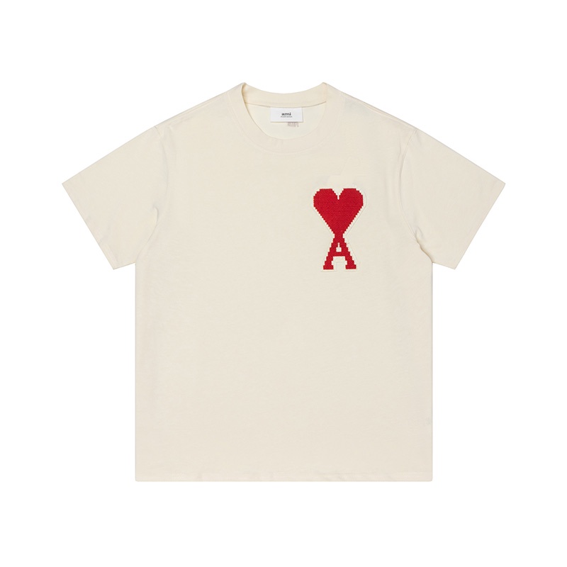 ❤❀  ❤ Áo Thun Cotton Tay Ngắn Dáng Rộng Thêu Hình Trái Tim Thời Trang Cho Nam Và Nữ