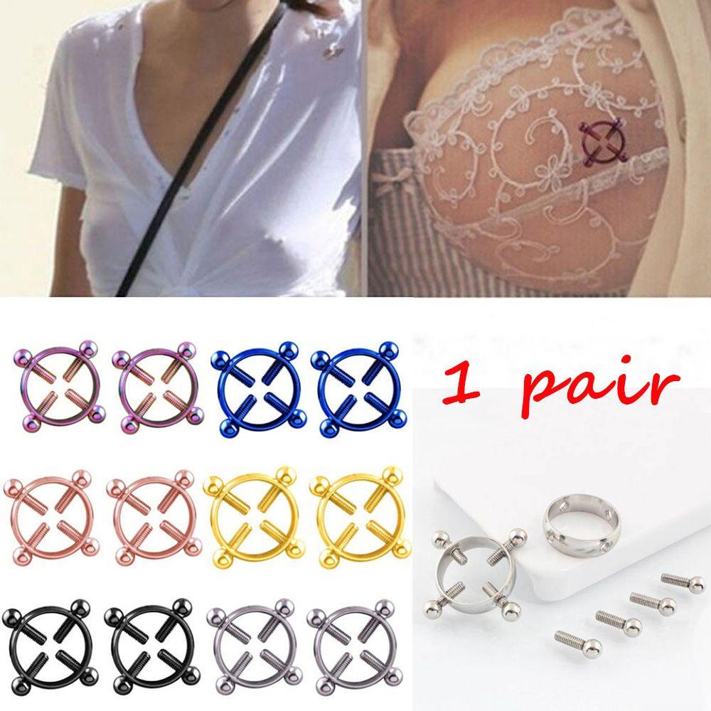 NIUYOU 1 Cặp Khuyên Nhũ Hoa Gắn Núm Vú Giả Bằng Thép 316L