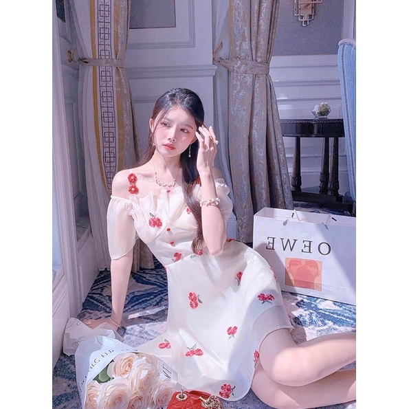 Vải Organza Thêu Hoa