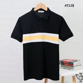 Áo phông nam có cổ đẹp tay ngắn mẫu Polo kẻ ngang mới AT128