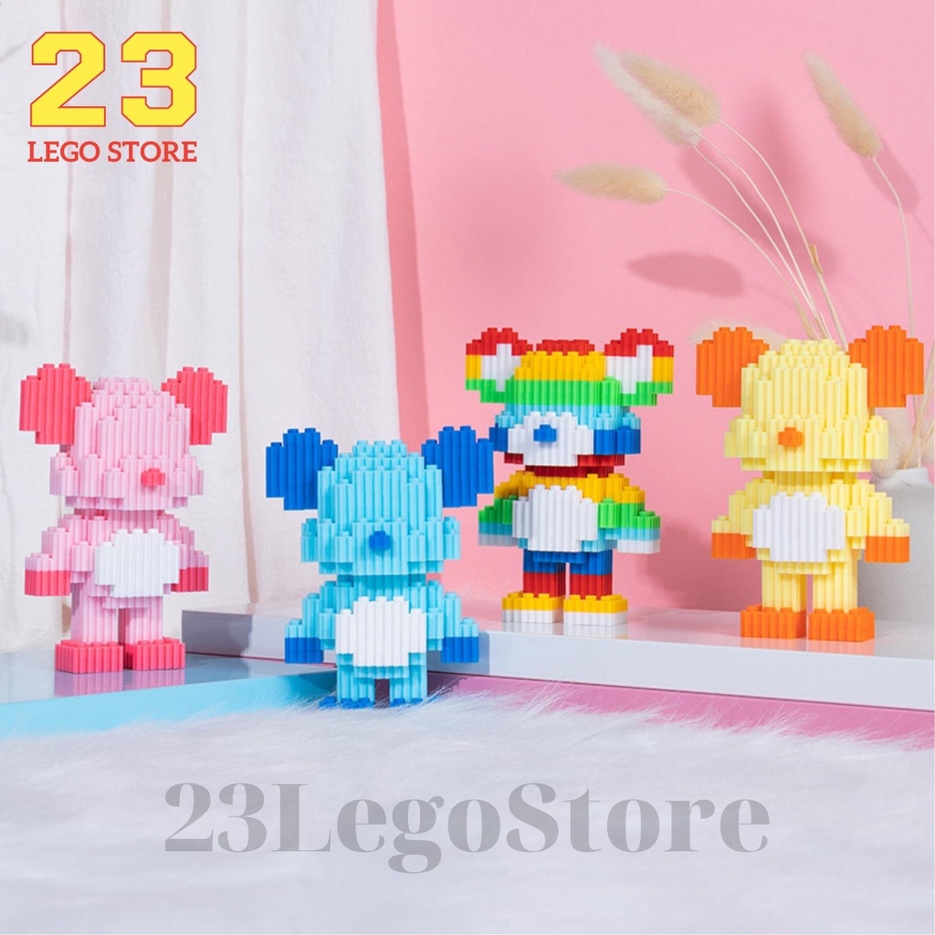 Bộ đồ chơi lắp ghép gấu BearBrick cỡ nhỏ mini 12cm