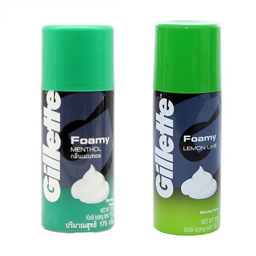 Bọt cạo râu GILLETTE Foamy Shaving Foam 175g Menthol - Lemon - Kem cạo râu