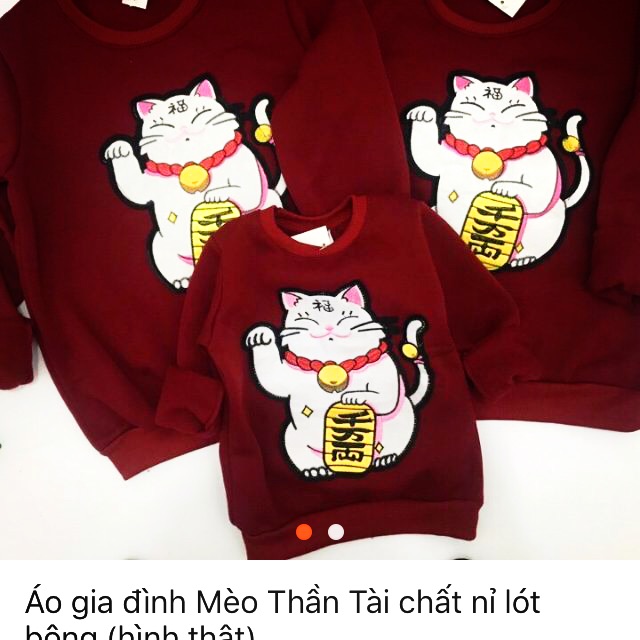 Áo nỉ mèo thần tài...