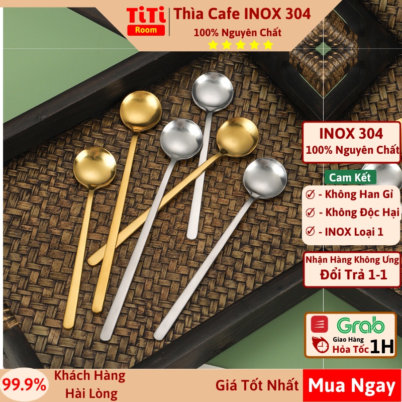 Thìa inox mạ vàng pha cà phê cao cấp sang chảnh Hàn Quốc Muỗng pha trà dễ thương TiTi Room