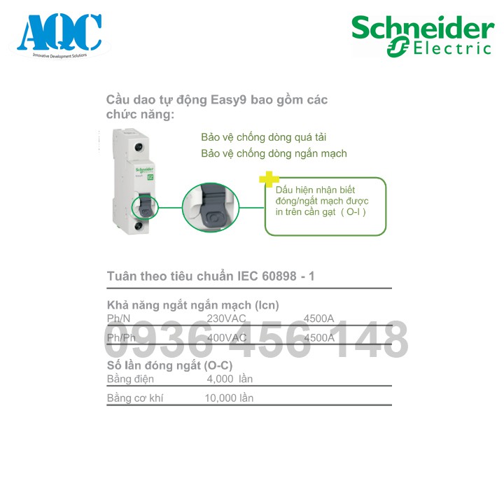 Aptomat Easy9 MCB 2P 4,5kA Schneider