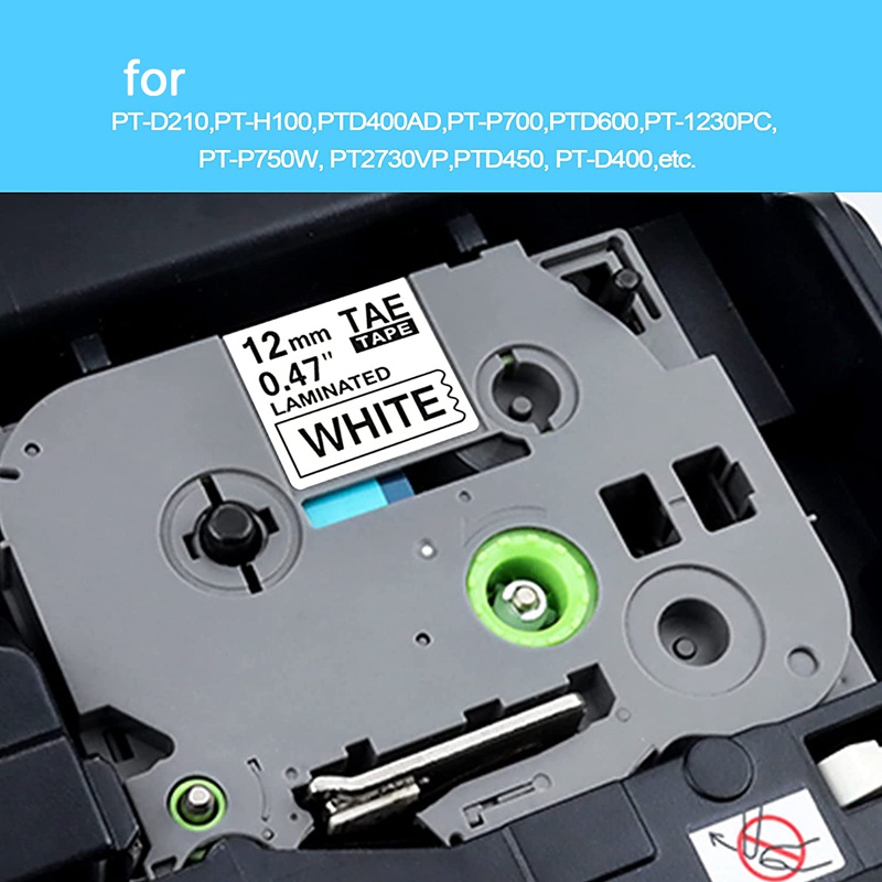 Bộ 10 Cuộn Băng Keo Trắng 12mm 0.47 Thay Thế Cho Máy In Nhãn Brother TZe-231 TZe Tz