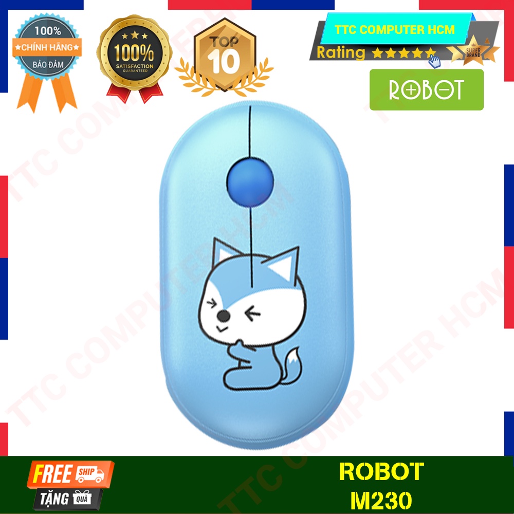 ROBOT M230 | Chuột Tĩnh Âm Không Dây ROBOT M230 Họa Tiết Hoạt Hình Trẻ Trung Độ Phân Giải 1600 DPi - HÀNG CHÍNH HÃNG