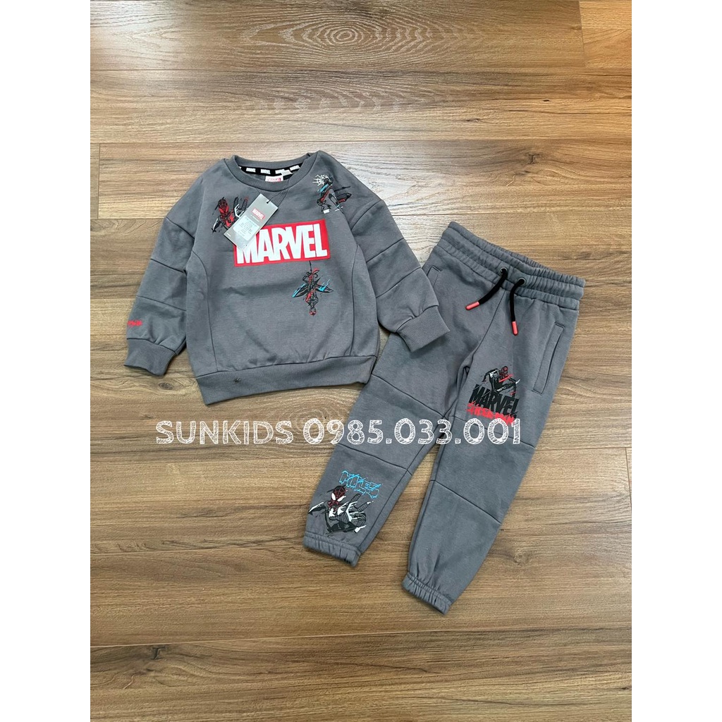 Bộ nỉ bé trai marvel Xám