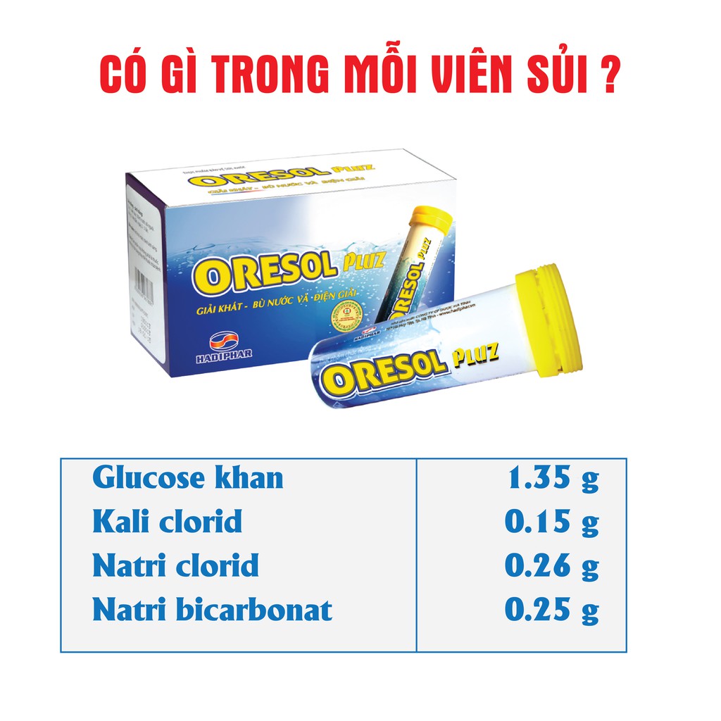 Viên sủi bù nước và điện giải Oresol Pluz (10 viên)