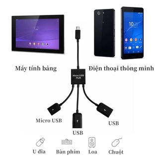 Cáp OTG 3 đầu cho android - Cáp Usb cho android-OTG cable 3 trong 1 Dây cáp chuyển đổi Micro/Type-C.