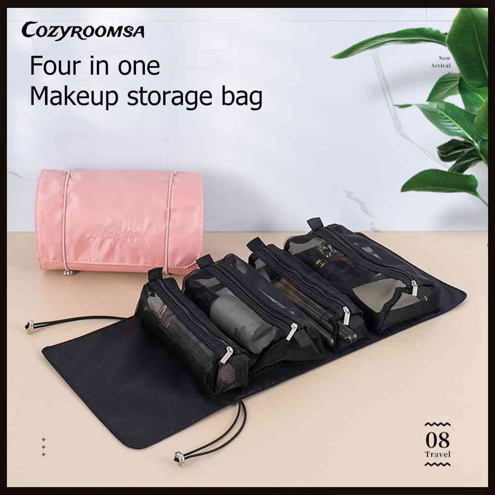 Túi Cuộn Đựng Mỹ Phẩm Trang Điểm Sức Chứa Lớn 4 Trong 1 Tiện Lợi Dành Cho Phòng Ngủ
