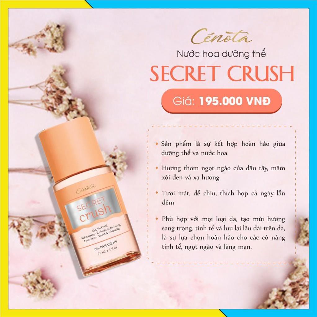 [Chính hãng] Nước hoa dưỡng thể Cénota Secret Sexy Crush 75ml hương thơm ngọt ngào - Mã PG13