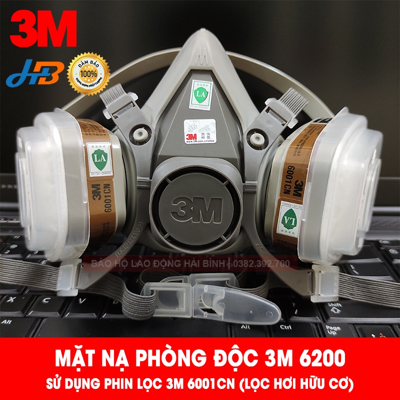 [CHÍNH HÃNG] Mặt nạ phòng chống độc bụi 3M 6200 - Mặt nạ phun sơn, phun thuốc trừ sâu, hóa chất (sử dụng phin 6001CN)