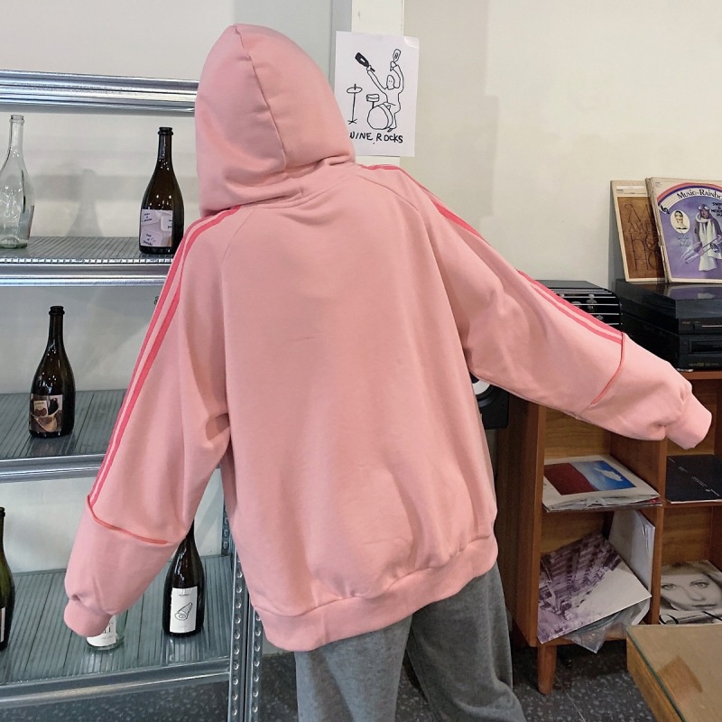 Áo khoác sweater XINLANYASHE lông cừu dày có khóa kéo màu hồng hợp thời trang dành cho nữ sinh