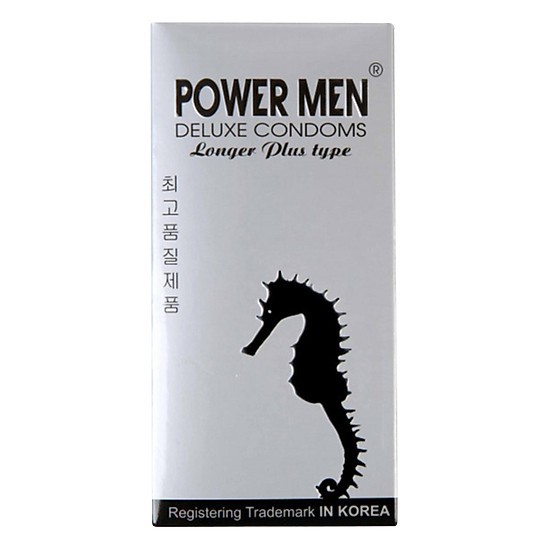 ( Cam kết 9 hãng ) BAO CAO SU POWER MEN LONGER PLUS CÁ NGỰA BẠC, HỘP 12 CÁI