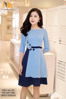 Đầm phối hoa eo NK kèm ảnh thật