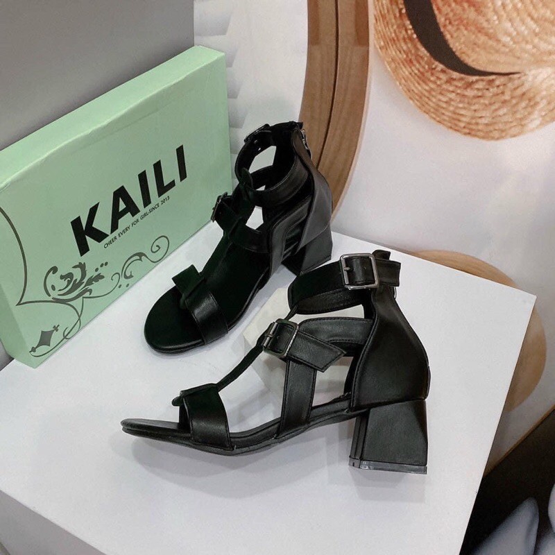 giày sandal cao gót chiến binh coi bản to gót 3p