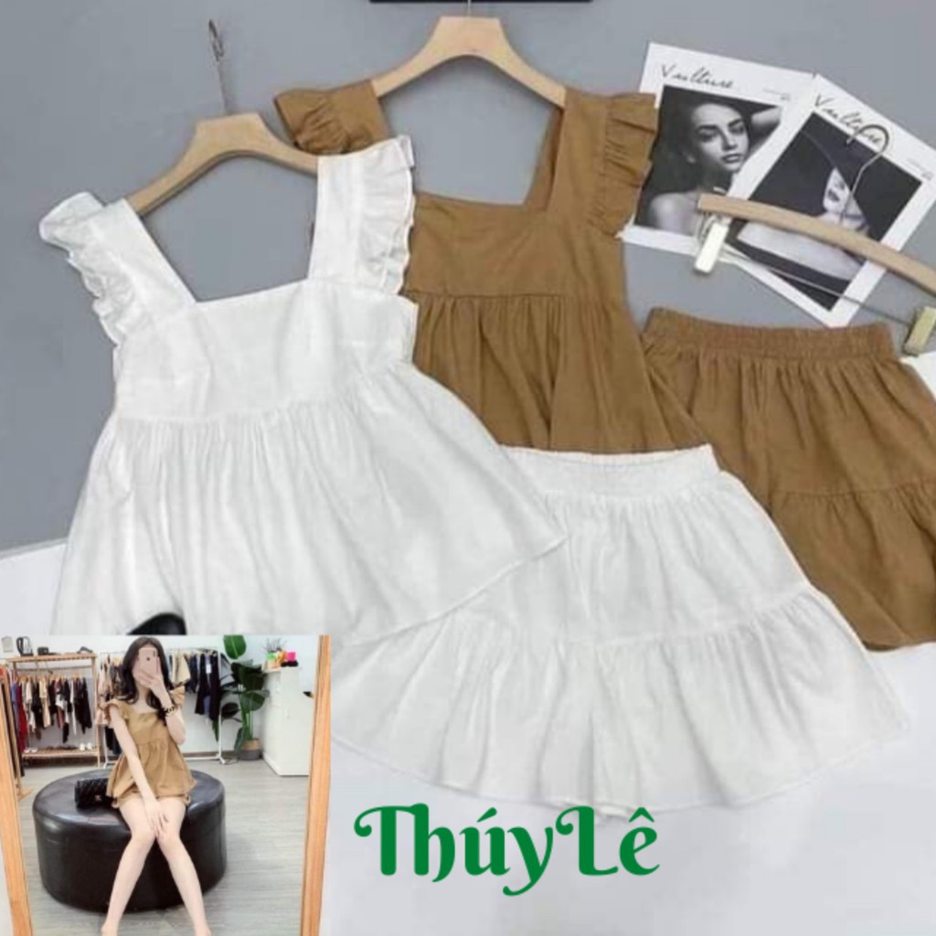 Bộ Đồ Mặc Nhà ,Bộ Đũi Cánh Tiên, Chất Đũi, Nhẹ, Mát, Tôn Da, Kiểu Dáng Xì Tin