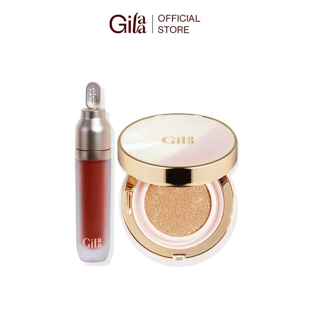 Combo Phấn nước Gilaa Long Wear DD Cushion (13g) &amp; Gilaa Plumping Lip Serum (3.8g)