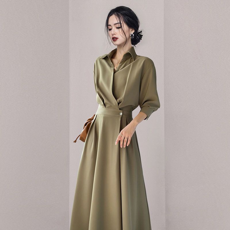 Đầm Satin Dài Tay Thời Trang Pháp 2022 Chất Lượng