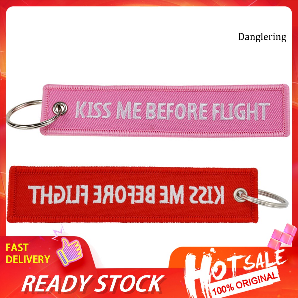 Móc Khóa Thêu Chữ Kiss Me Before Flight